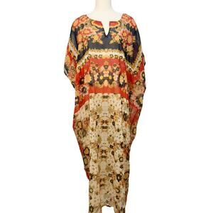 Mes Demoiselles Maria Kimono Dress Floral Red Cream Cotton Cover-Up One Size